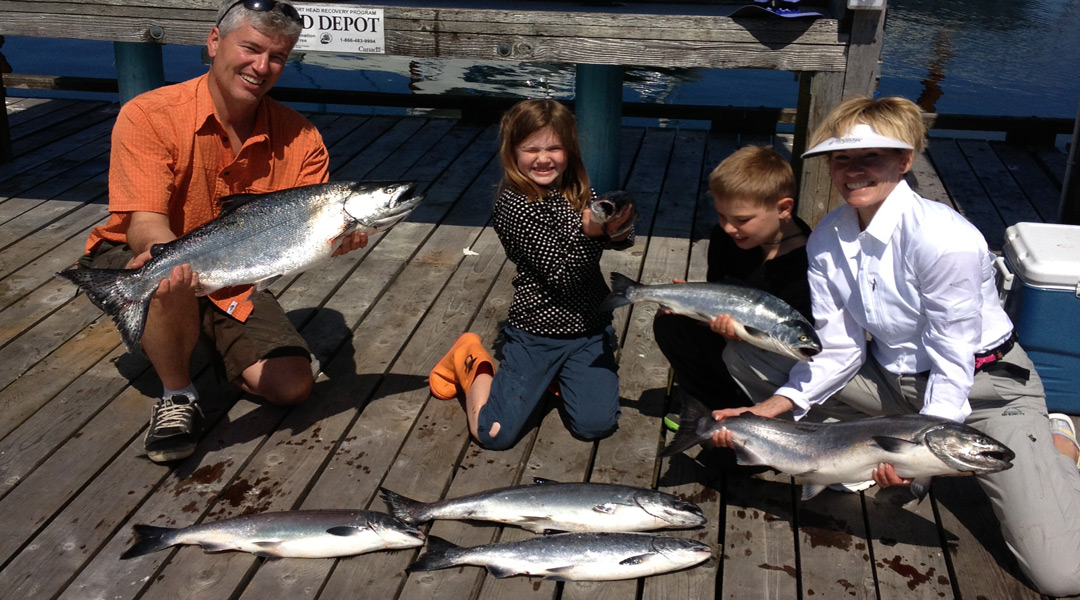 Family with all the fish they caught